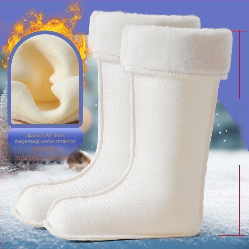 Uniszex PVC esőcsizma magas szárú, vastag bélésű, középmagas sarok 3–5 cm