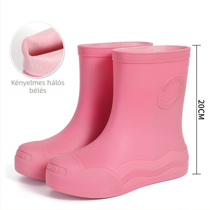 Női középmagasságú esőcsizmák PVC felsőrésszel, alacsony sarkú 1–3 cm, mandzsettával záródó, vízálló
