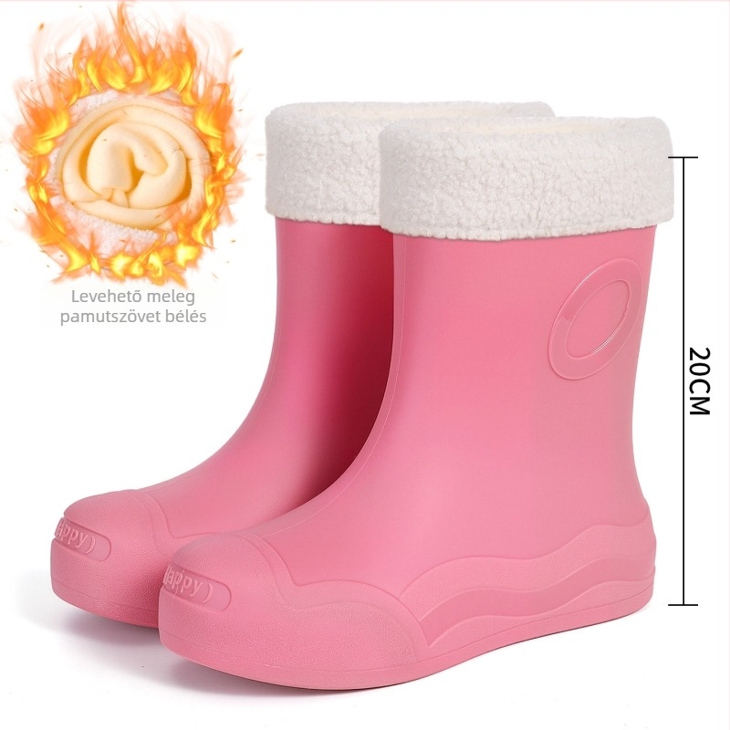Női középmagasságú esőcsizmák PVC felsőrésszel, alacsony sarkú 1–3 cm, mandzsettával záródó, vízálló