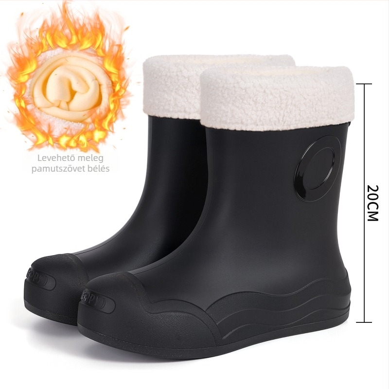 Női középmagasságú esőcsizmák PVC felsőrésszel, alacsony sarkú 1–3 cm, mandzsettával záródó, vízálló