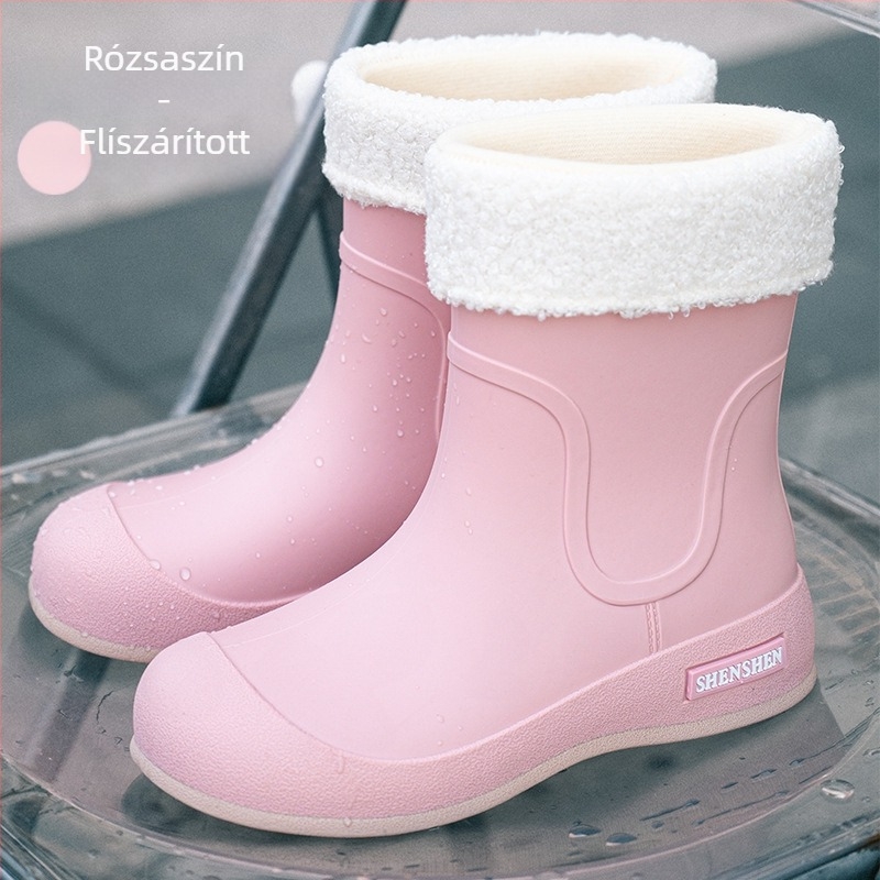 Női PVC esőcsizmák, rövid cső, egyszínű, négy évszakos viselet, alacsony sarok 1–3 cm