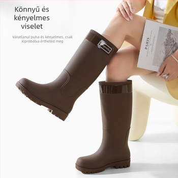 Női magas PVC esőcsizma - vízálló, csúszásmentes, alacsony sarkú 1–3 cm, tavasz-ősz