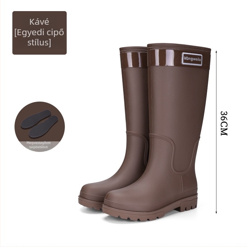 Női magas PVC esőcsizma - vízálló, csúszásmentes, alacsony sarkú 1–3 cm, tavasz-ősz