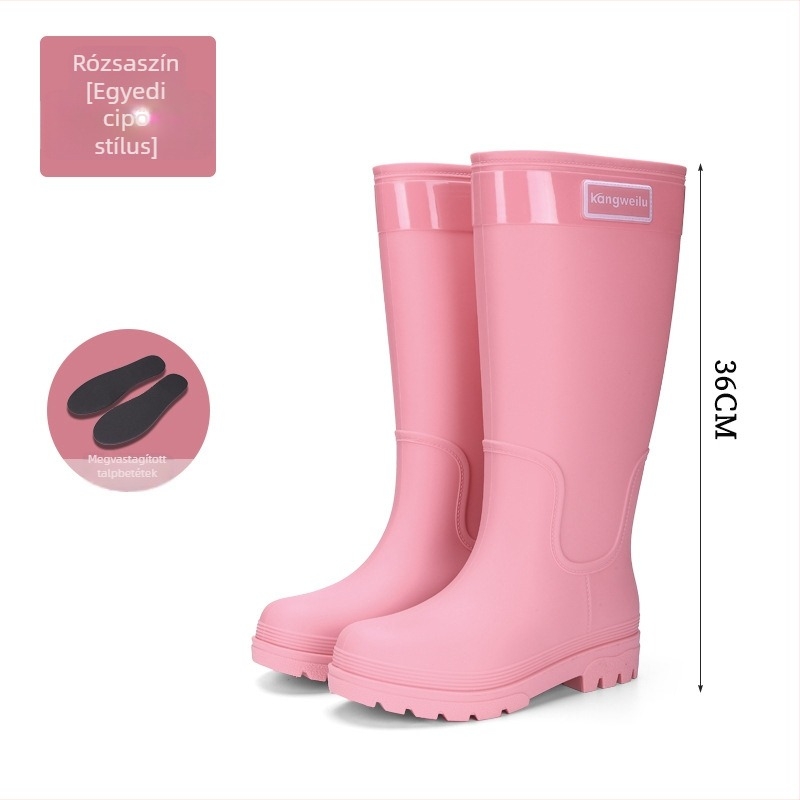 Női magas PVC esőcsizma - vízálló, csúszásmentes, alacsony sarkú 1–3 cm, tavasz-ősz