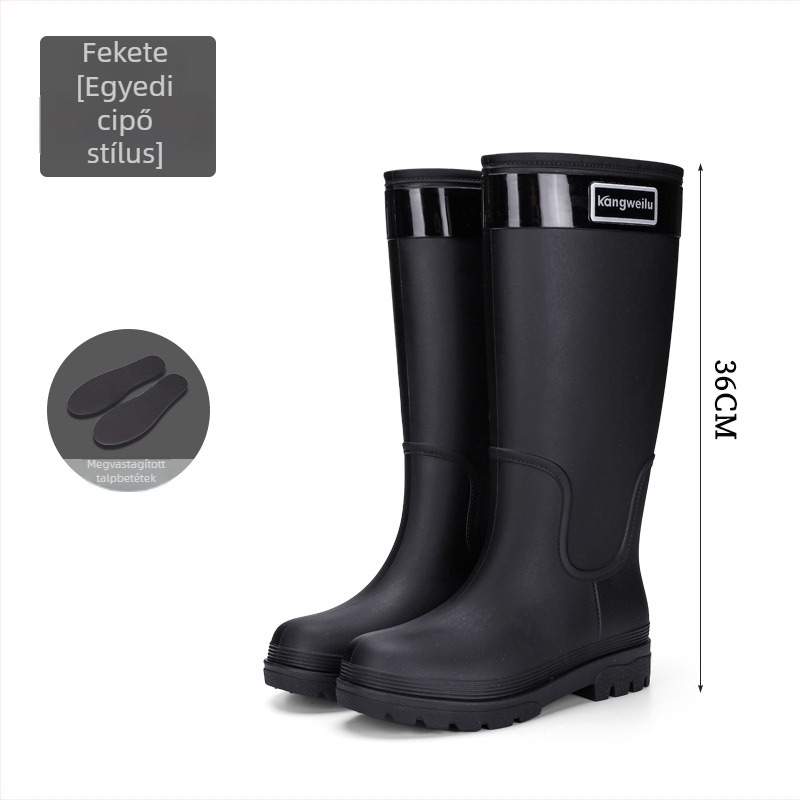 Női magas PVC esőcsizma - vízálló, csúszásmentes, alacsony sarkú 1–3 cm, tavasz-ősz