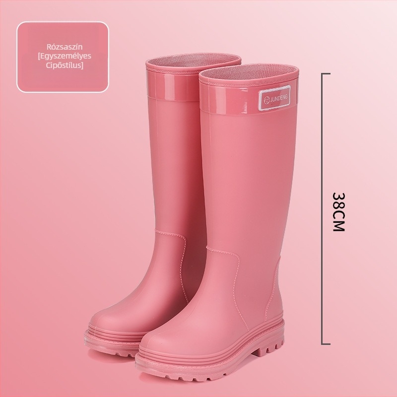Női PVC esőcsizma magas szárú, alacsony sarok 1–3 cm, minden évszakra