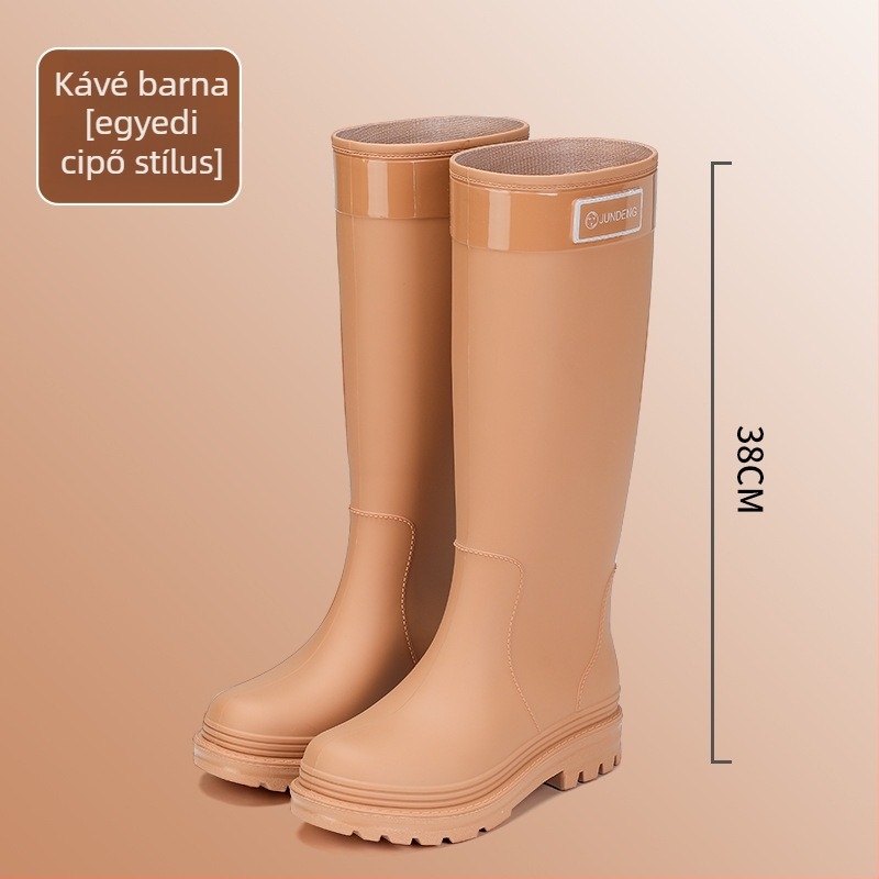 Női PVC esőcsizma magas szárú, alacsony sarok 1–3 cm, minden évszakra