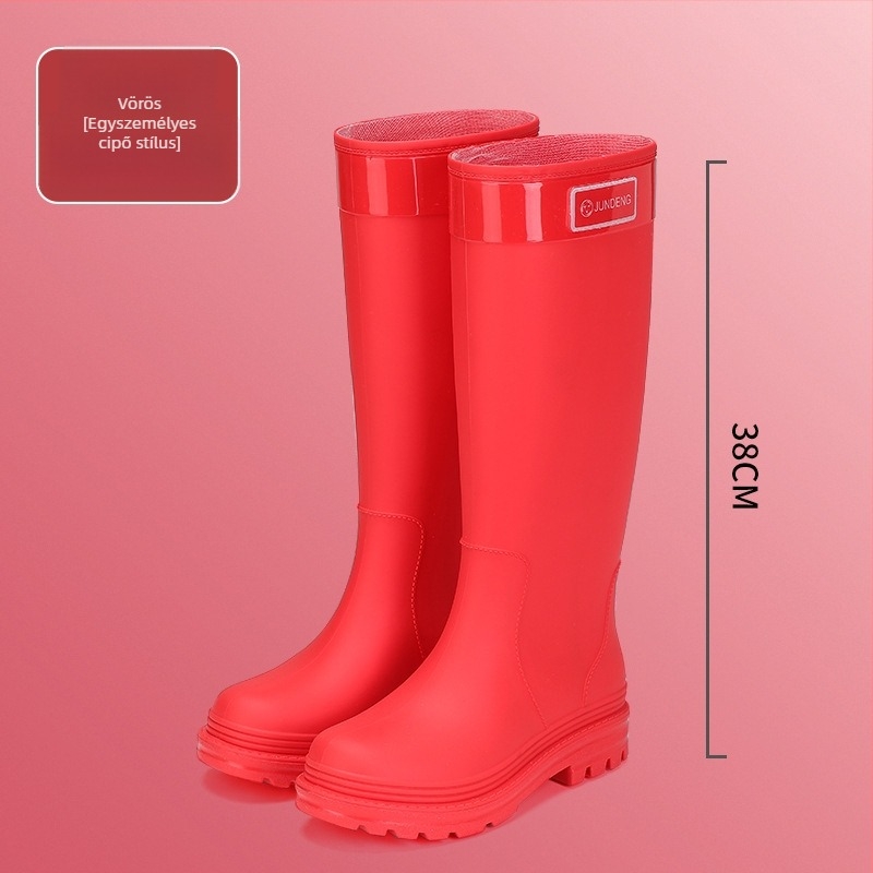 Női PVC esőcsizma magas szárú, alacsony sarok 1–3 cm, minden évszakra