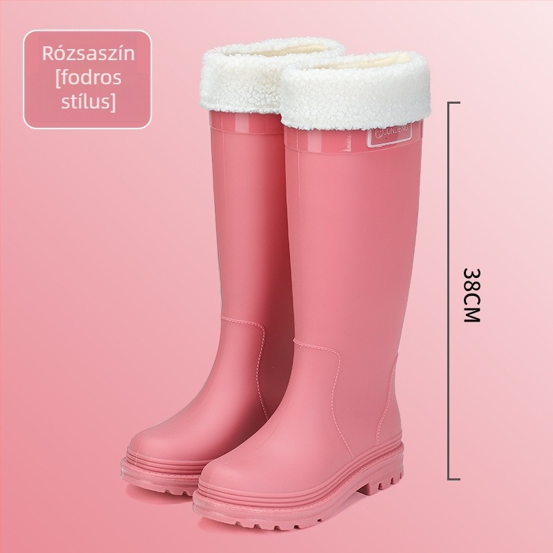 Női PVC esőcsizma magas szárú, alacsony sarok 1–3 cm, minden évszakra