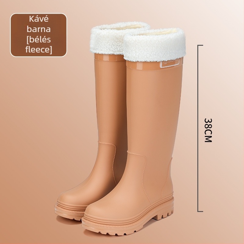 Női PVC esőcsizma magas szárú, alacsony sarok 1–3 cm, minden évszakra