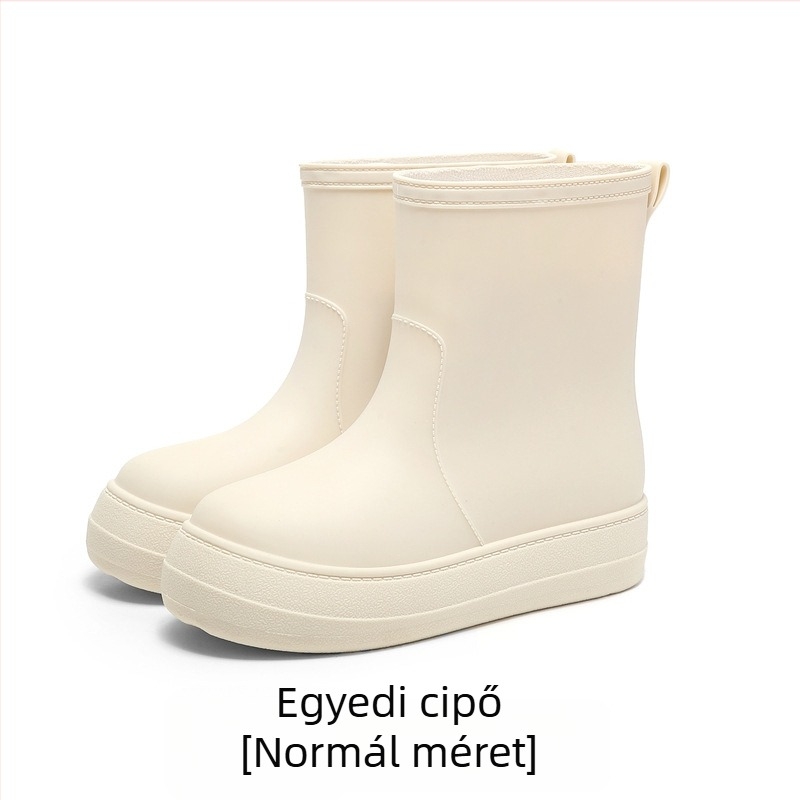 Női esőcsizma középmagas szárú, vízálló, csúszásmentes, fleece bélés, PVC felső rész, alacsony sarka 1–3 cm