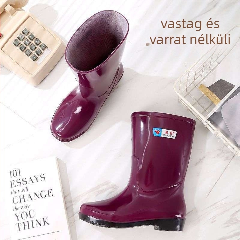 Női PVC magas szárú esőcsizma, vízálló, csúszásmentes, ősz-tél