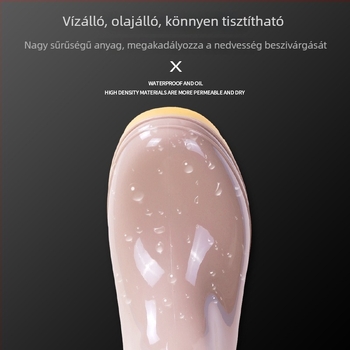 Női magas esőcsizma csúszásmentes PVC felsőrésszel, magas szár, alacsony sarok 1-3 cm, tavaszi-őszi használatra