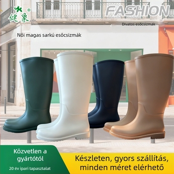 Női PVC esőcsizma, magas szár, mindennapi stílus, alacsony sarkú 1–3 cm