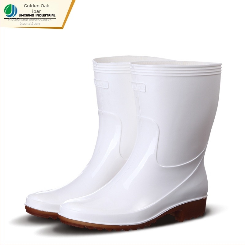 Golden Oak női PVC esőcsizmák, középmagasságú, csúszásmentes, vízálló, lapos sarka