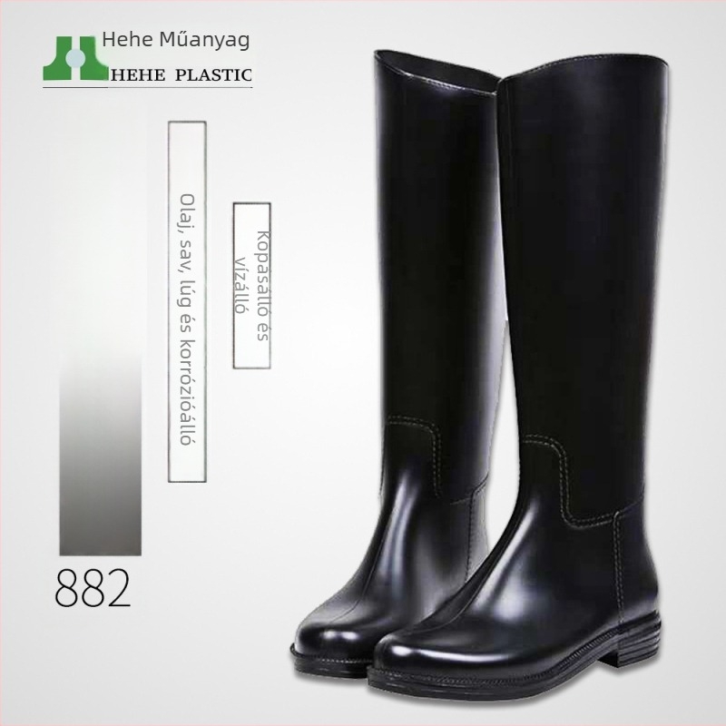 Női PVC magasított esőcsizma, vastag tapadásmentes talp, vízálló slip-on, alacsony sarkú 1–3 cm