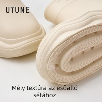 Női esőcsizma minden évszakhoz, vízálló EVA felső rész, középmagas szár, csúszásmentes puha EVA talp, magasságot növelő 3–5 cm sarok
