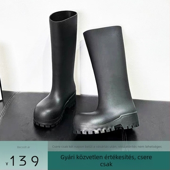 Női esőcsizma magas szárú, EVA felsőrész, 6-8 cm sarok, mindennapi stílus.