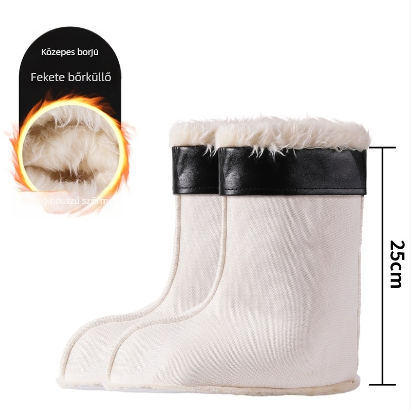 Női esőcsizmák, magas szárú, textil felsőrész, vastag pamut-polár bélés, levehető belső zoknik, téli kész