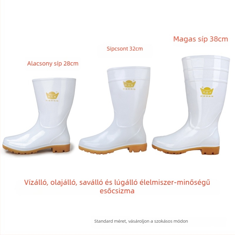 Női PVC esőcsizma marhínszalag-talppal – vízálló, sav-bázis ellenálló, csúszásmentes, magas szár