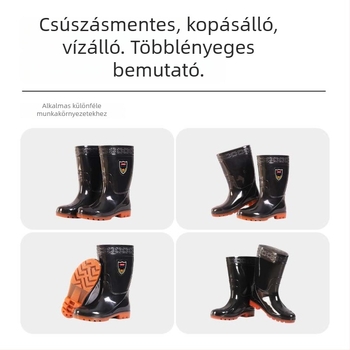 Férfi esőcsizmák középhosszú – PVC, vízálló, csúszásmentes, kopásálló, meleg ipari használatra