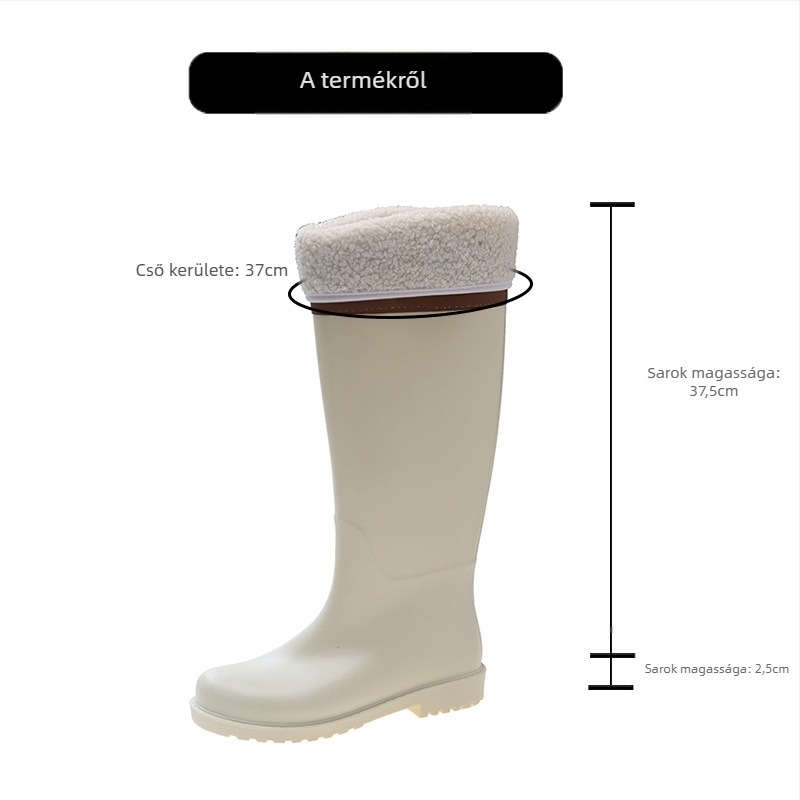 Női esőcsizmák magas szárú – PVC felső rész, vízálló, csúszásmentes, alacsony sarka 1–3 cm