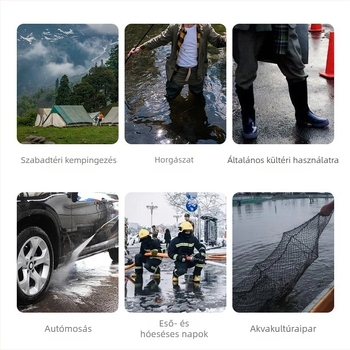 Uniszex PVC esőcsizma, magas cső, vízálló és csúszásmentes, kopásálló négy évszakos használatra, alacsony sarok 1–3 cm