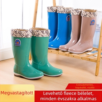 Női esőcsizmák PVC felsőrésszel, magas szár, alacsony sarok 1-3 cm, négy évszakra
