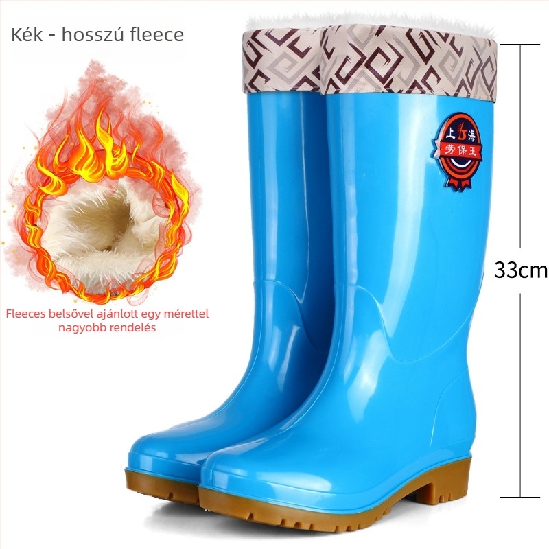 Női esőcsizmák, magasan érő szár, csúszásmentes talp, alacsony sarok 1–3 cm, műanyag felső rész
