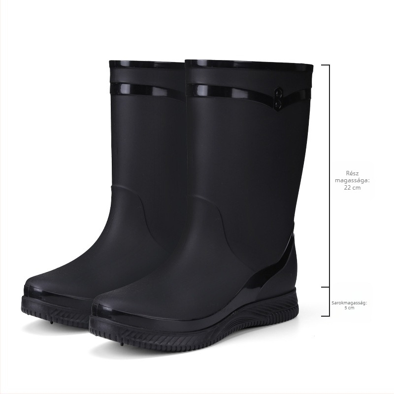 Női esőcsizmák, vízálló és csúszásmentes, középmagas szár, PVC felsőrész, slip-on zárás