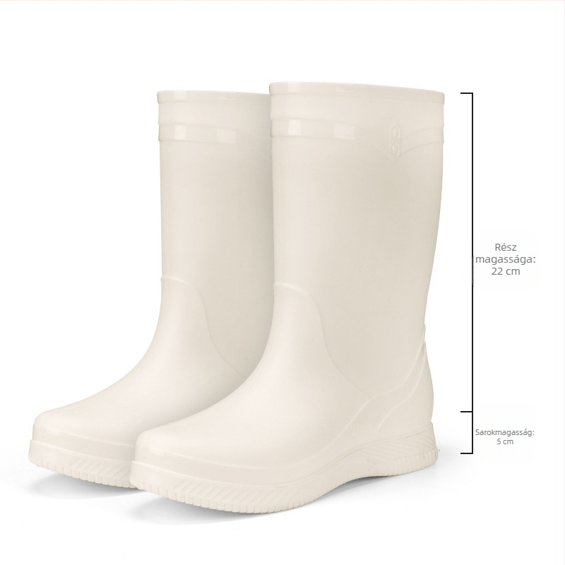 Női esőcsizmák, vízálló és csúszásmentes, középmagas szár, PVC felsőrész, slip-on zárás