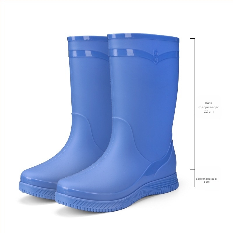 Női esőcsizmák, vízálló és csúszásmentes, középmagas szár, PVC felsőrész, slip-on zárás