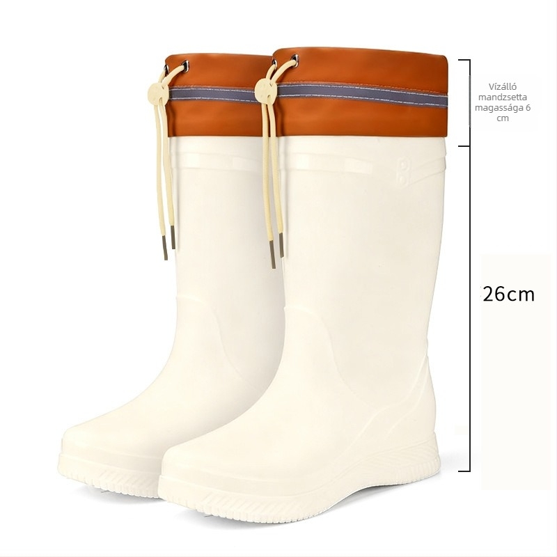 Női esőcsizmák, vízálló és csúszásmentes, középmagas szár, PVC felsőrész, slip-on zárás