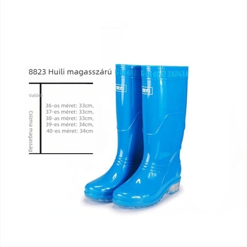 Női esőcsizmák - magas szárú, vízálló PVC felsőrész, alacsony sarkú 1–3 cm