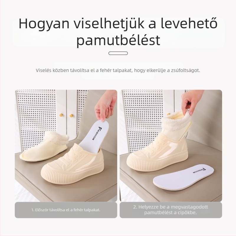 Női esőcsizmák, csúszásmentes, alacsony szár, PVC felsőrész, vastag talp, belső emelés