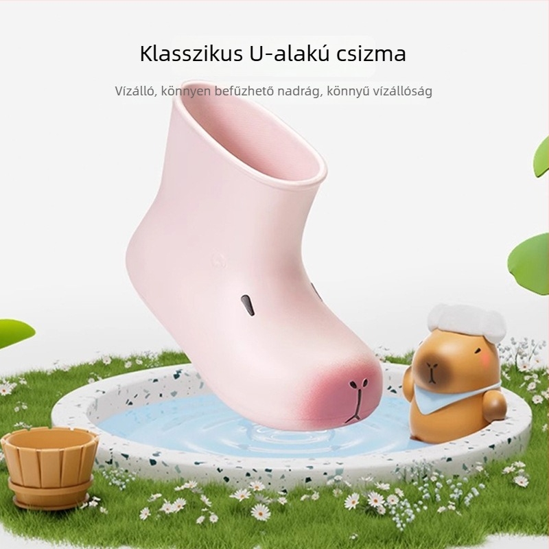 Női esőcsizmák középmagas szárú, vastag talppal, vízálló, csúszásmentes, műanyag felső rész