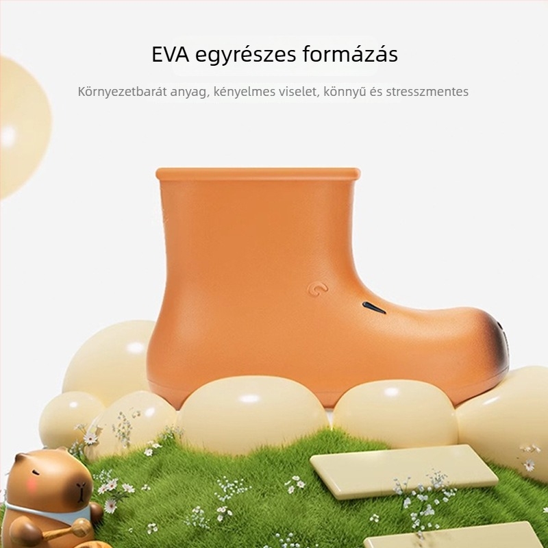 Női esőcsizmák középmagas szárú, vastag talppal, vízálló, csúszásmentes, műanyag felső rész