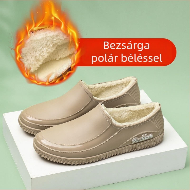 Női alacsony szárú vízálló esőcsizma, rövid PVC gumicsizma munkához és a konyhába