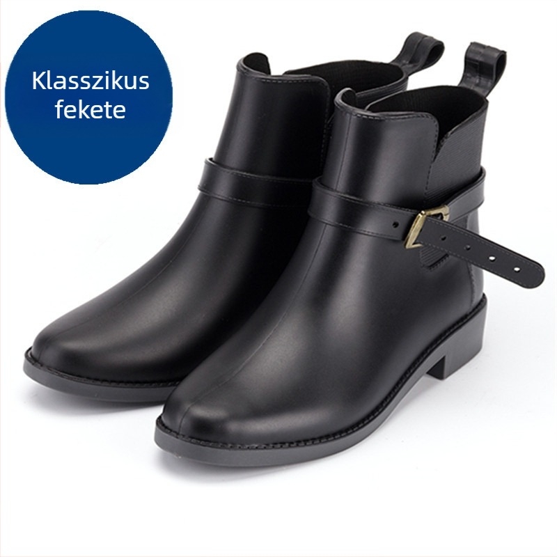 Női esőcsizma, PVC felső rész, alacsony sarkú 1–3 cm, bokáig érő szár, vízálló, csúszásmentes
