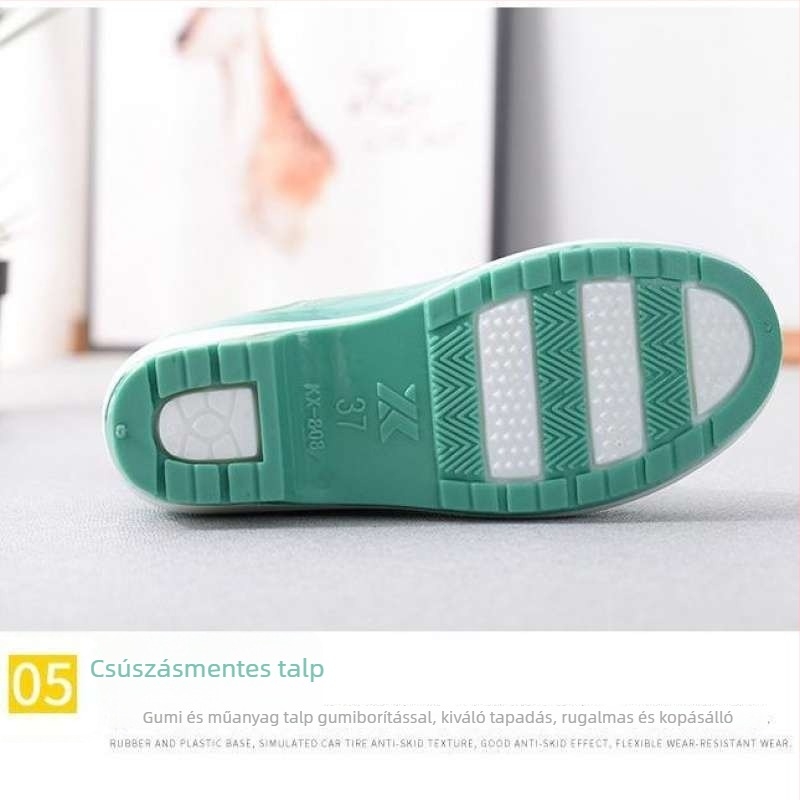 Női eső gumicsizmák, középmagasak, csúszásmentesek, vízállók, őszi-téli