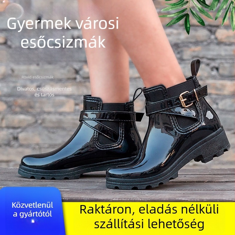 Női PVC esőcsizma középmagas szárú, 3–5 cm sarkú, egész éves használatra