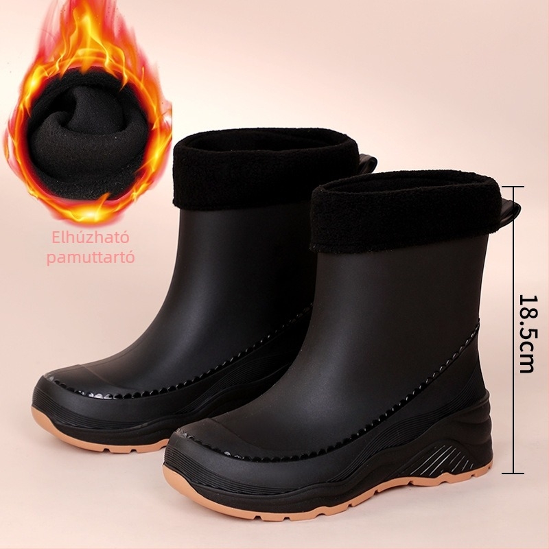 Női esőcsizmák, csúszásmentes, középmagas szár, PVC felsőrész, vízálló, alacsony sarok 1–3 cm