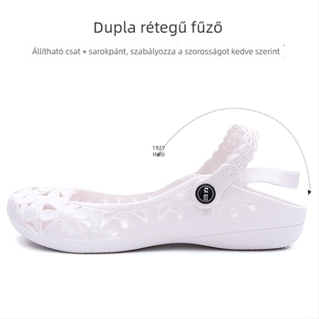 Back Force női papucs orvosi stílusú, lapos talp, fehér, EVA felső rész és talp, pántok csattal, koreai stílus