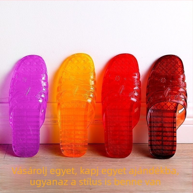 Női műanyag zselés papucs kristályokkal, csúszásmentes, lapos talpú, retro stílusú, nyárra