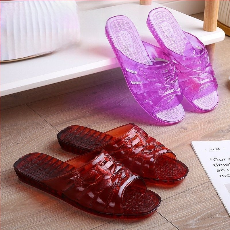 Női műanyag zselés papucs kristályokkal, csúszásmentes, lapos talpú, retro stílusú, nyárra