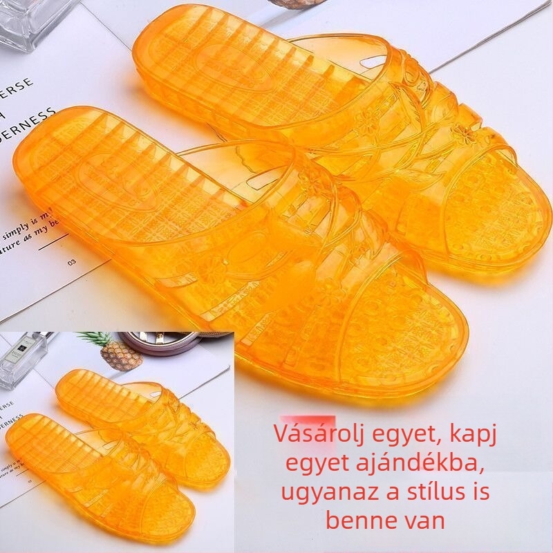 Női műanyag zselés papucs kristályokkal, csúszásmentes, lapos talpú, retro stílusú, nyárra