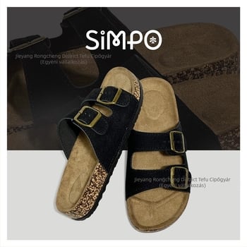 Birkenstock női cork papucs anti-slip PVC talppal, strandra és otthonra — felső rész szintetikus bőrből