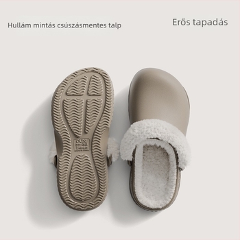 Női polár béléses papucs, csúszásmentes, vízálló EVA felső rész és talp, könnyű felvétel, Casual meleg lábbeli