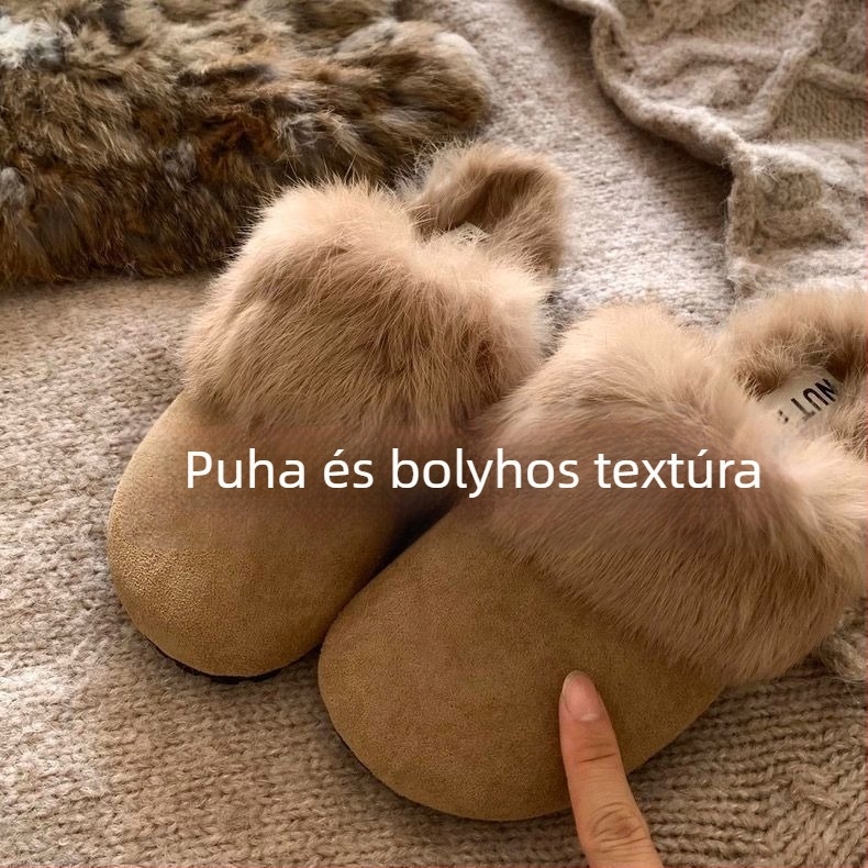 Baotou filc velúr női papucs Birkenstock-stílusú, koreai hangulat, 2025 ősz-tél