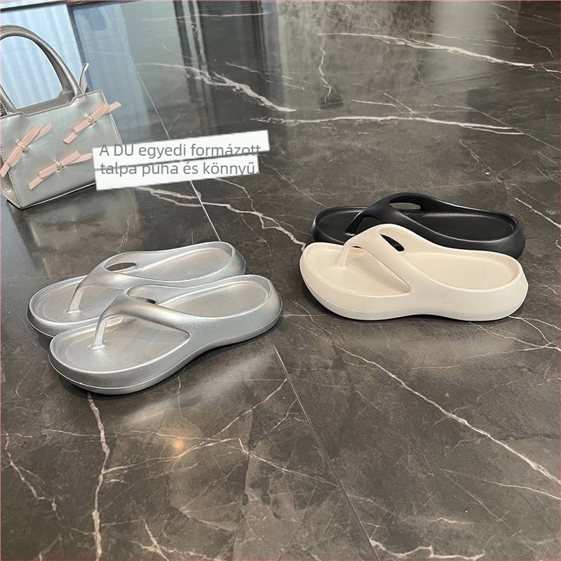 Női vastag talpú flip-flop masszázs talppal, műanyag felsőrész, EVA talp, sík sarka — nyár 2024